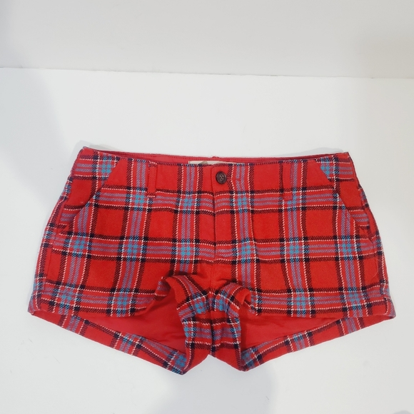 Hollister Pants - Hollister red plaid  summer  2 " inseam  shorts size 25